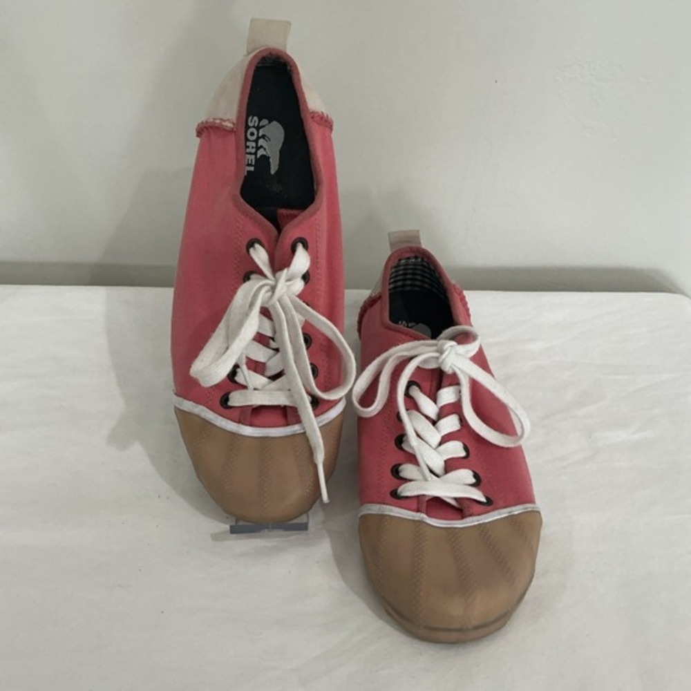 Sorel Sentry Women's Salmon Canvas Sneakers Sz 9.5 Lace Up Shoes